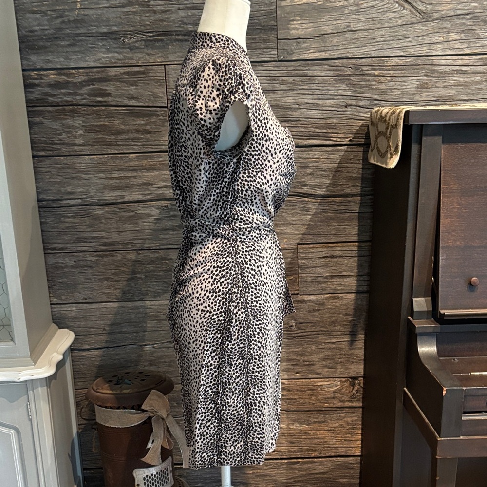 Express Black and White Patterned Wrap Mini Dress - Picture 9 of 11